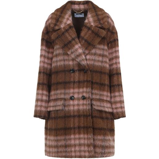 Moschino cappotto doppiopetto a quadri - marrone