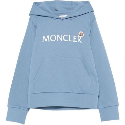 Moncler Enfant felpa con cappuccio e logo - blu