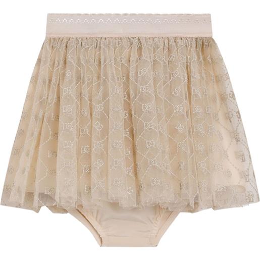 Dolce & Gabbana Kids gonna in tulle con ricamo - toni neutri