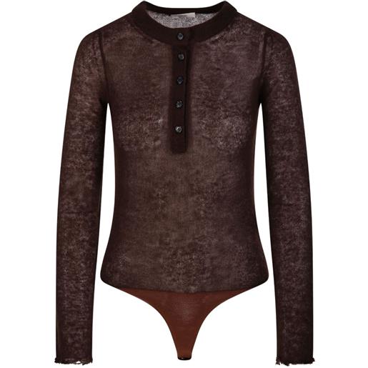 Haikure body a maniche lunghe con bottoni - marrone