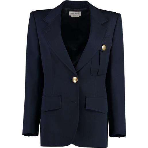 Alexander McQueen blazer monopetto military - blu