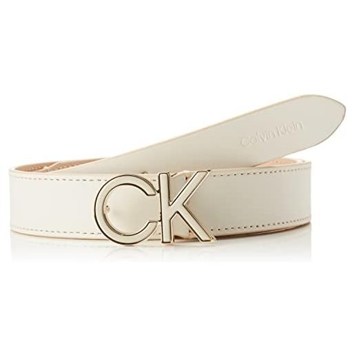 Calvin Klein Jeans calvin klein re-lock saff ck 3cm belt k60k609980 cinture, bianco (ecru), 130 donna