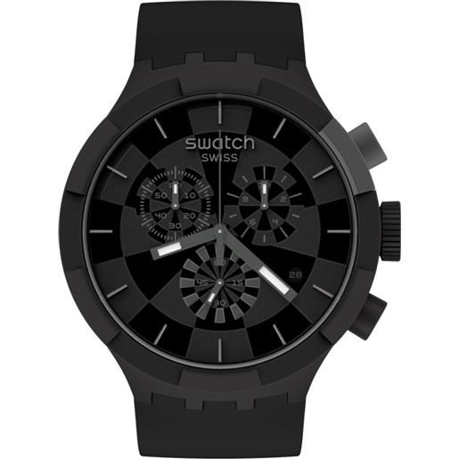 Swatch / big bold chrono / checkpoint black / orologio uomo / quadrante nero / cassa plastica / cinturino silicone - sb02b400