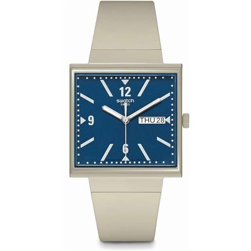 Swatch what if. . . Beige?/ bioceramic / orologio quadrato unisex / quadrante blu / cassa plastica / cinturino plastica - so34t700