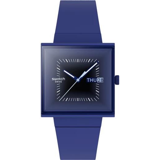 Swatch squarely blacklight / bioceramic / orologio quadrato unisex / quadrante blu / cassa plastica / cinturino plastica - so34n700