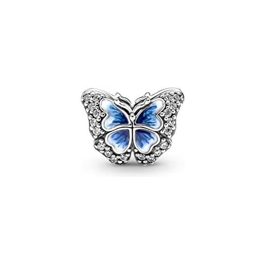 Ciondolo a forma di farfalla. Argento sterling 925 massiccio con pavé