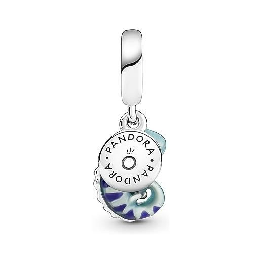 PANDORA pendente moments a forma di camaleonte in argento sterling con smalto che cambia colore da verde acqua chiaro a verde acqua scuro, da viola a rosa