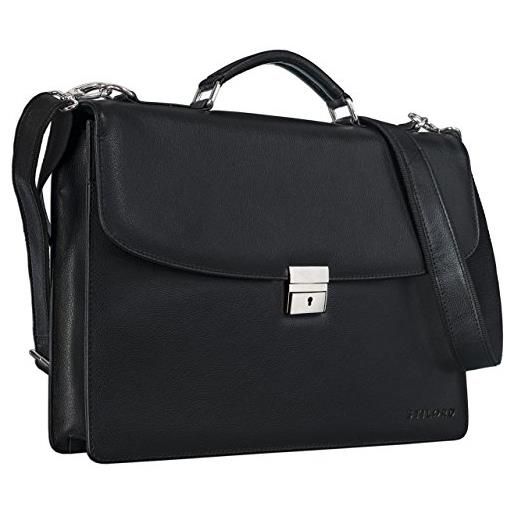 STILORD cartella/valigetta per uomo borsa a tracolla retro design università 15.6 pollici laptop pelle nero