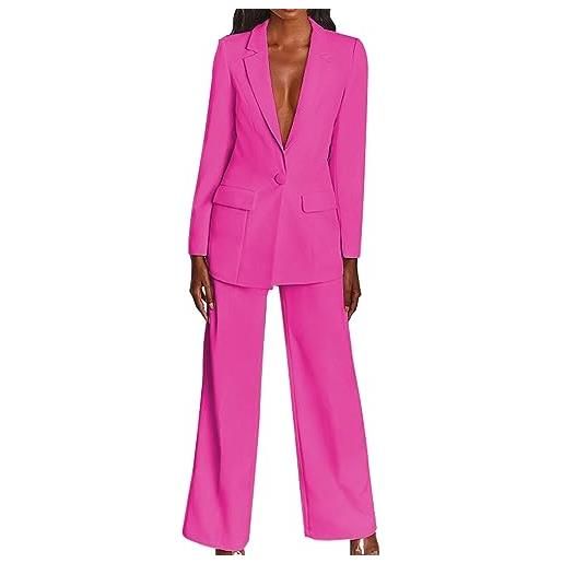 riou completo tailleur da donna 2 pezzi slim fit tailleur con pantaloni blazer top giacche da pantaloni da completo set blazer e maniche lunghe+pantaloni tuta taglie forti tinta unita autunno