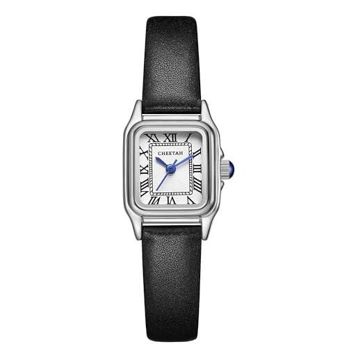 CHEETAH orologio donna piccolo analogico al quarzo da donna con bracciale vintage, cassa rettangolare quadrante romano orologio da polso digitale impermeabile per donne e ragazze