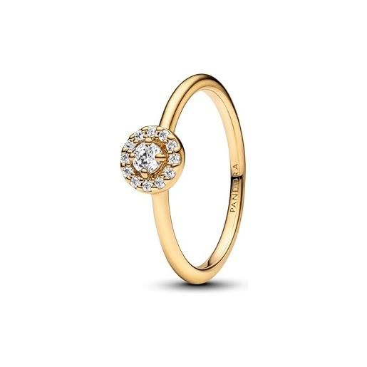 PANDORA anello da donna rotondo pavé alone oro 163554c01, argento sterling, zirconia cubica