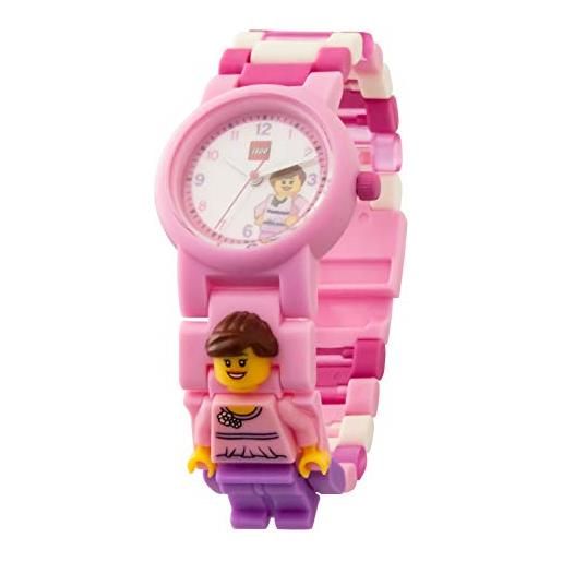 LEGO classic 8020820 orologio da polso componibile rosa per bambini con cinturino a maglie e minifigure|per i bambini | bianco/rosa | ragazzo/ragazza | diametro di 28 cm | quarzo analogico