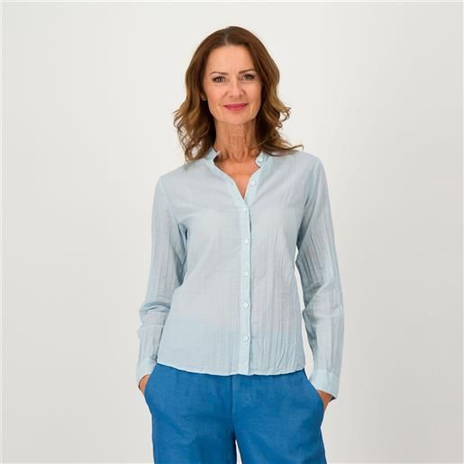 Colour lab camicia in mussola di cotone con collo alla coreana
