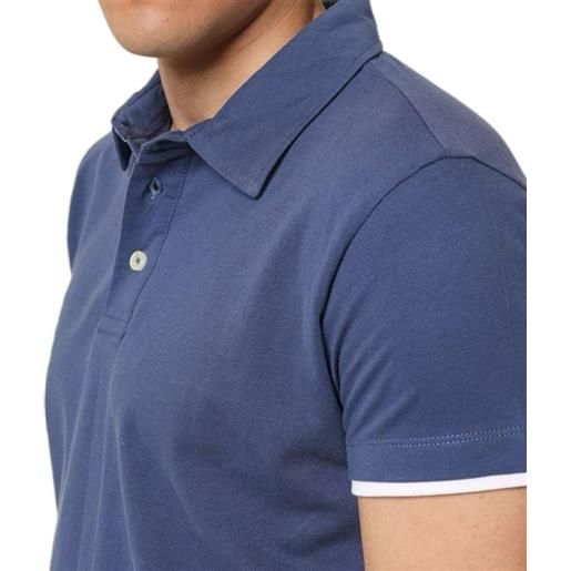 Blooker polo in cotone piquet bordi contrasto in colore blu