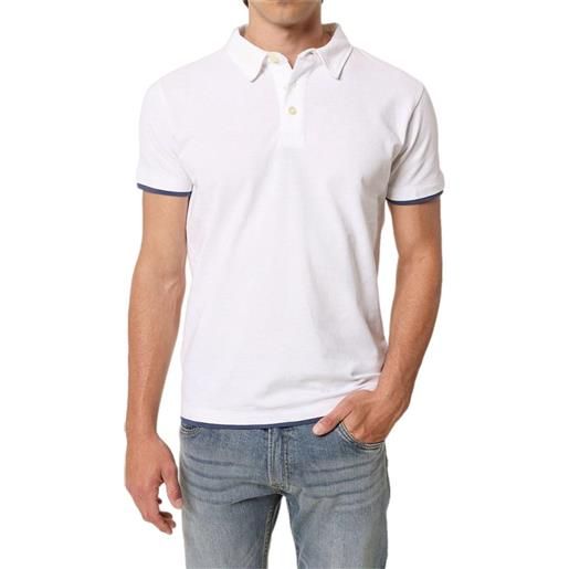 Blooker polo in cotone piquet bordi contrasto in colore bianco