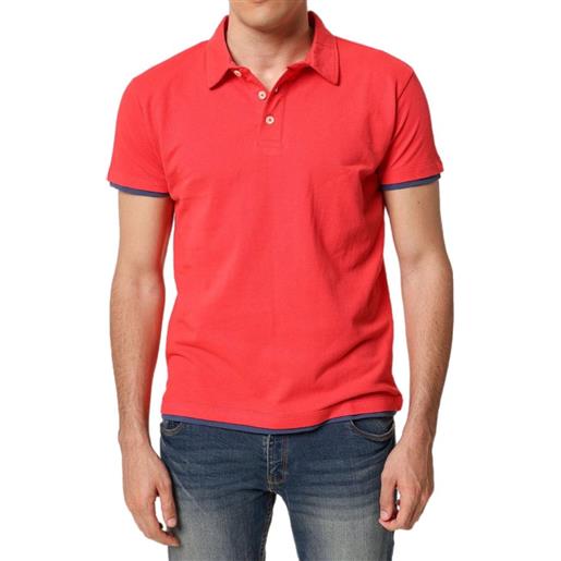 Blooker polo in cotone piquet bordi contrasto in colore rosso
