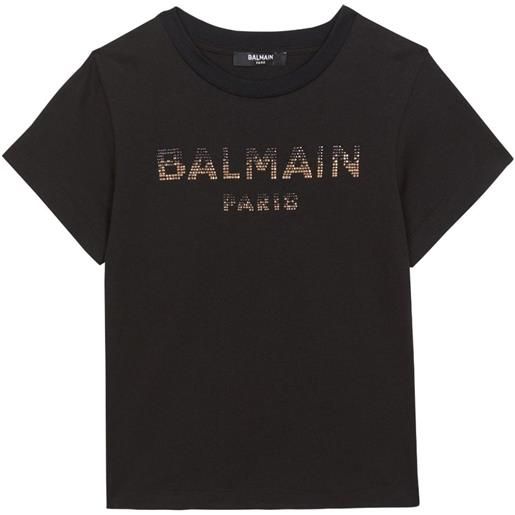 Balmain Kids t-shirt con strass - nero