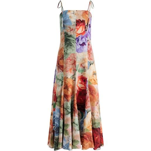 alice + olivia abito midi a fiori juliette - arancione