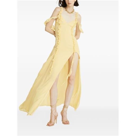 Celeste abito lungo con scollo a v - giallo