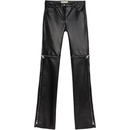 Blumarine pantaloni in pelle con zip - nero