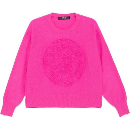 Versace maglione con logo - rosa