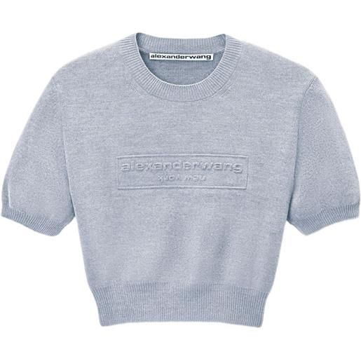 Alexander Wang top corto con logo goffrato - grigio
