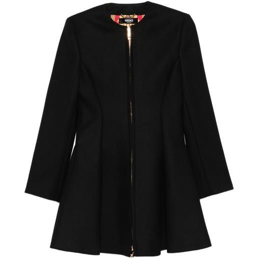 Versace cappotto svasato con zip - nero