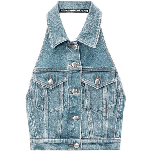 Alexander Wang gilet in denim con scollo all'americana - blu