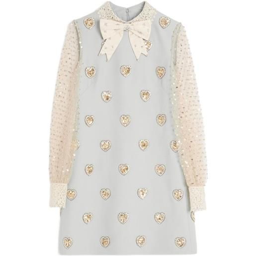 Valentino Garavani abito in crepe couture con ricamo - blu