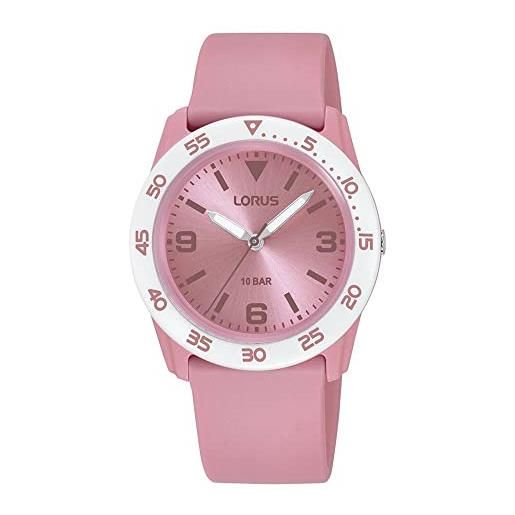 Lorus orologio analogico al quarzo da bambino con cinturino in silicone, rosa - rrx89hx9