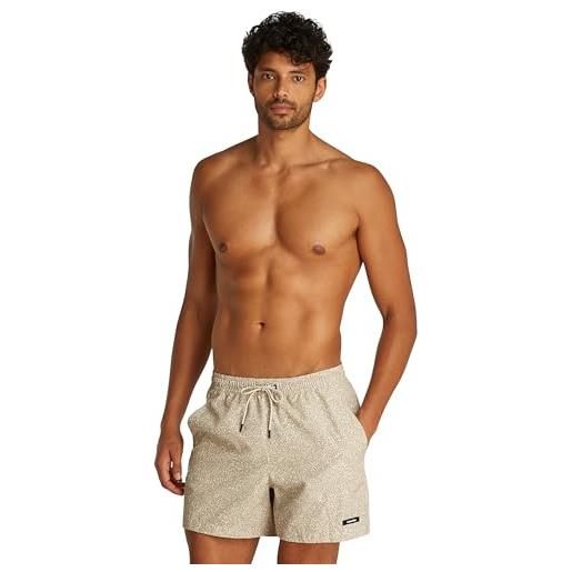 Calvin Klein uomo pantaloncino da bagno medium drawstring-print con logo, beige (granite chalk aop), xxl