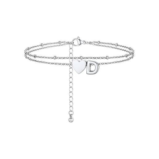 Cavigliera Engelsrufer Donna In Argento 925 Bicolore Con Cuori, Regolabile 22-27cm, Senza Nichel