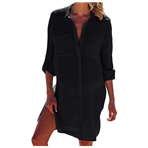 Xinlong costume da bagno donna copricostume mare copribikini sexy camicia maglia tunic per spiaggia vacanze estivo