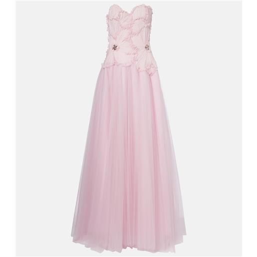 Costarellos abito bustier edra in tulle con decorazioni