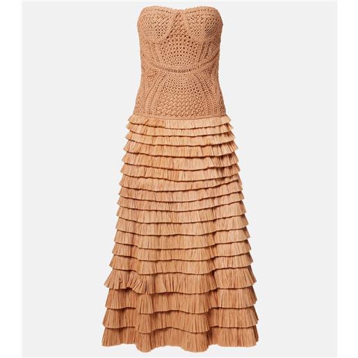 Simkhai abito bustier santana in misto rafia