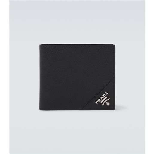 Prada portafoglio in pelle saffiano con logo
