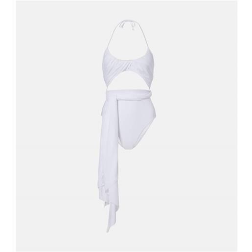 Alaia alaã¯a costume intero drappeggiato con scollo allâamericana