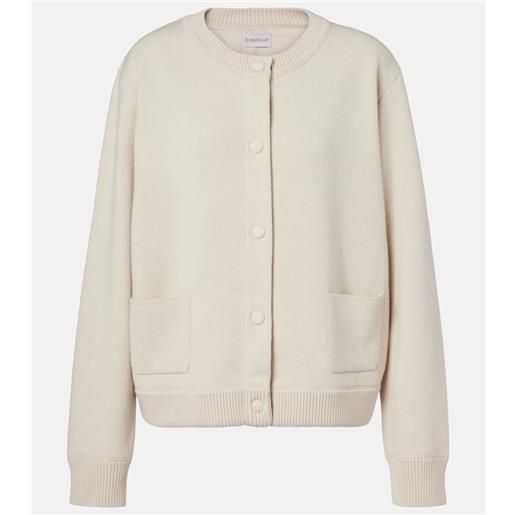 Moncler cardigan in misto lana con piuma