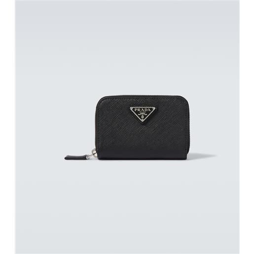 Prada portamonete in pelle saffiano con logo