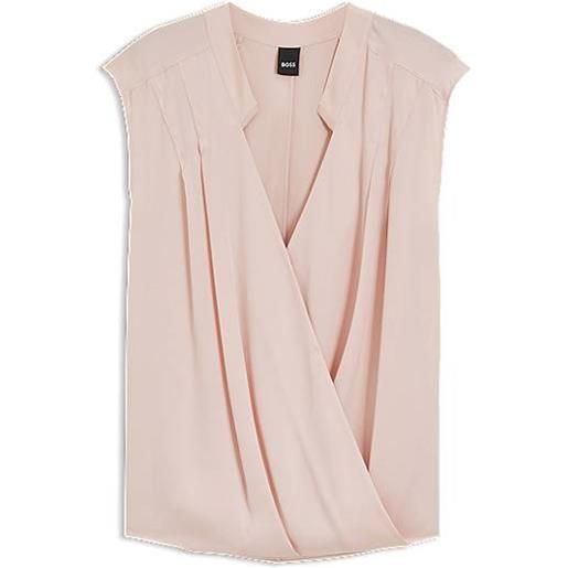 BOSS camicetta regular fit in seta elasticizzata, rosa chiaro