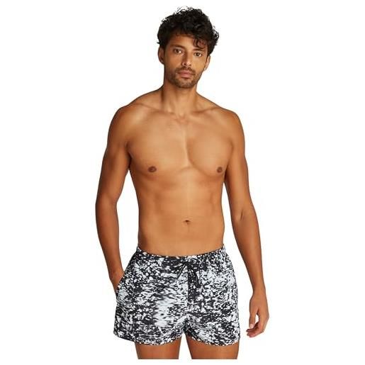 Calvin Klein uomo pantaloncino da bagno short drawstring-print con coulisse, multicolore (glitched marble aop black), s