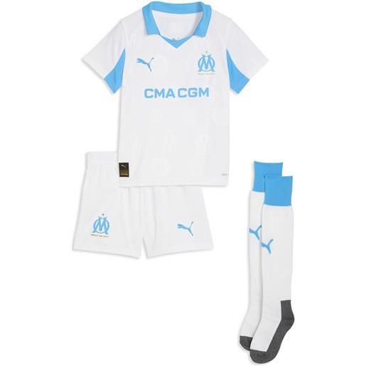 PUMA mini kit home olympique de marseille 25/26 per bambini, abbigliamento, bianco, 4-5y