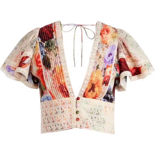 alice + olivia blusa keeley a fiori - toni neutri