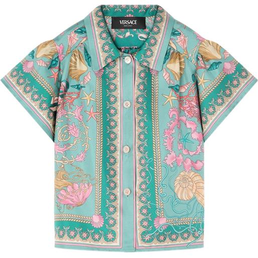 Versace Kids camicia underwater barocco a maniche corte - verde