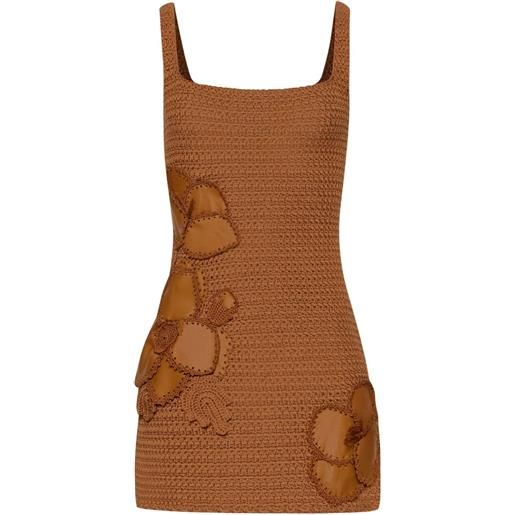 Oscar de la Renta abito corto a fiori - marrone