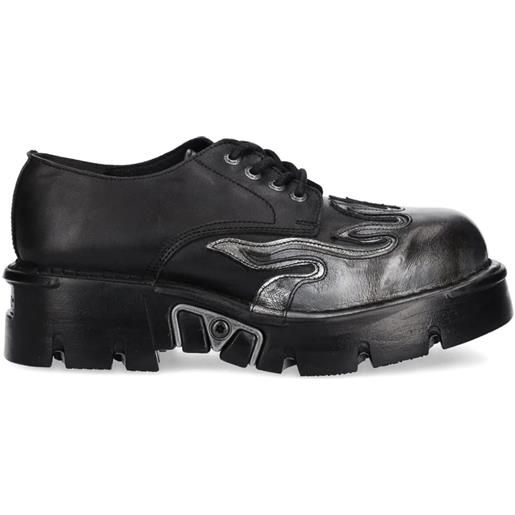 NEW ROCK stringate con suola rialzata e dettaglio fiamma - nero