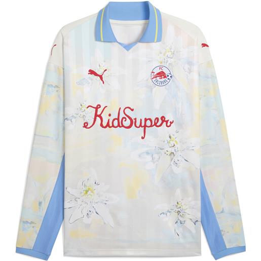 PUMA t-shirt stile retrò a maniche lunghe kidsuper x fc rosso bull salzburg da uomo, accessori, bianco, xl