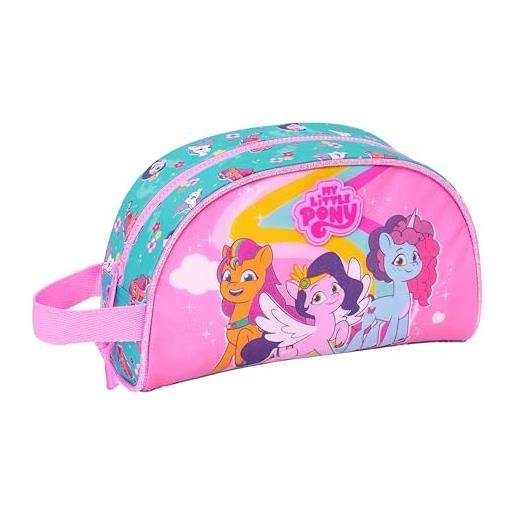 Safta my little pony magic - beauty case grande per bambini, adatto a carrozzina, ideale per bambini dai 5 ai 14 anni, comodo e versatile, qualità e resistenza, 26 x 16 x 9 cm, colore: rosa/turchese, 