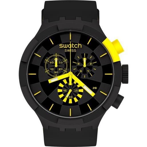 Swatch / big bold chrono / checkpoint yellow / orologio uomo / quadrante nero / cassa plastica / cinturino silicone - sb02b403