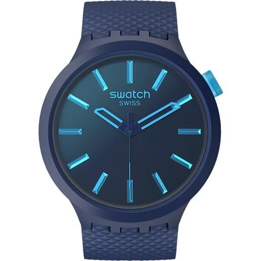 Swatch indigo glow / big bold / orologio unisex / quadrante blu / cassa plastica / cinturino silicone - sb05n113